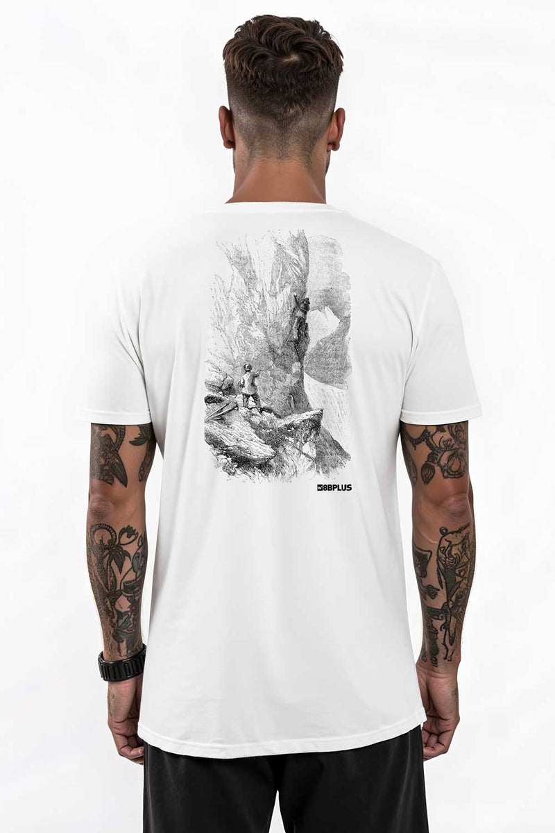 Tribute Tee White – Clean and Bold Climber Tee – 8BPLUS