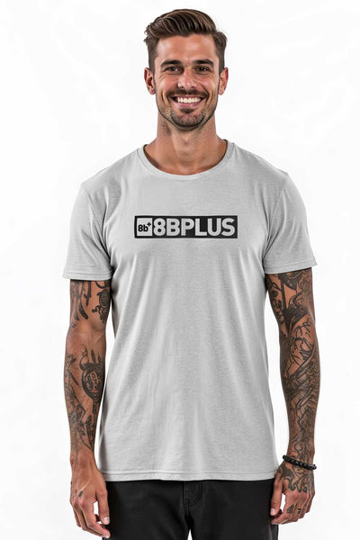 8BPLUS Brand Tee Gray Melange – Organic Cotton Climbing Tee