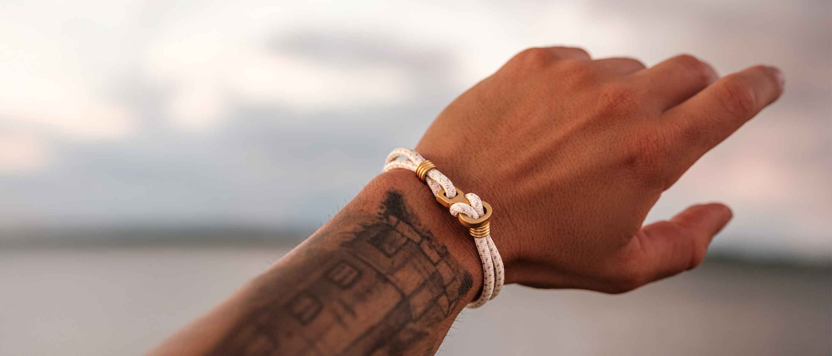 Men's rope bracelet handcrafted from climbing rope with titanium-plated hardware